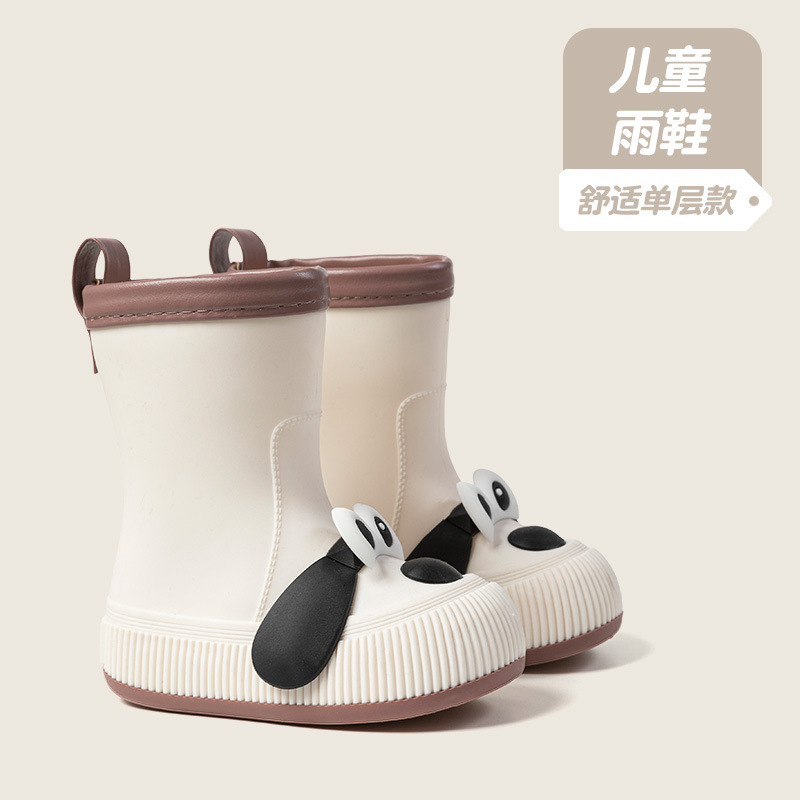 Soft Sole Booties - 子供用屋外防水男の子用四季対応フリース裏地付きPVCソフトソール子供用レインブーツ女の子用新作可愛い漫画子犬レインブーツ