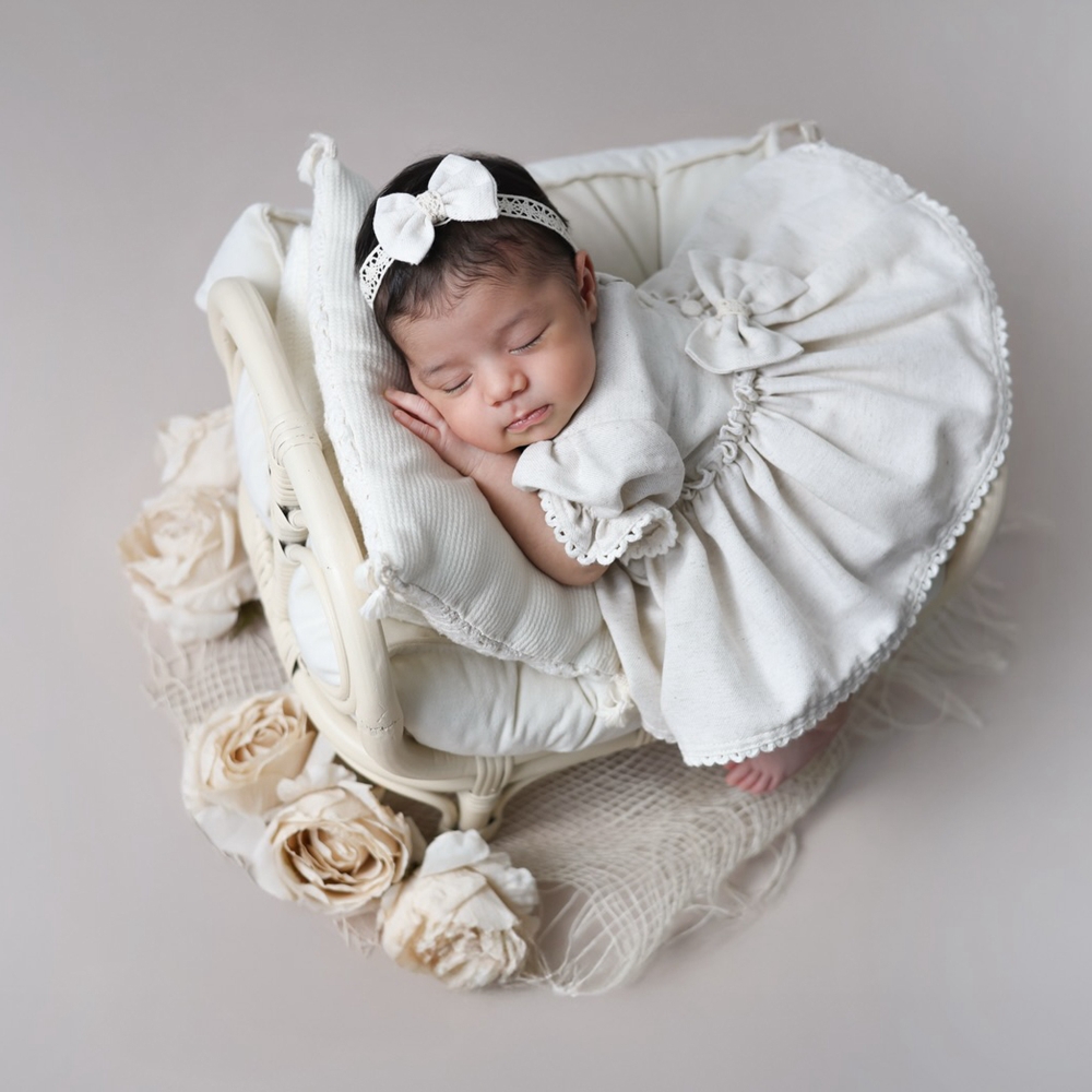 Baby Clothing On Sale - 新生児写真撮影用小道具女の赤ちゃん服レースバックボウロンパースベビーコスチューム新生児服写真撮影セット