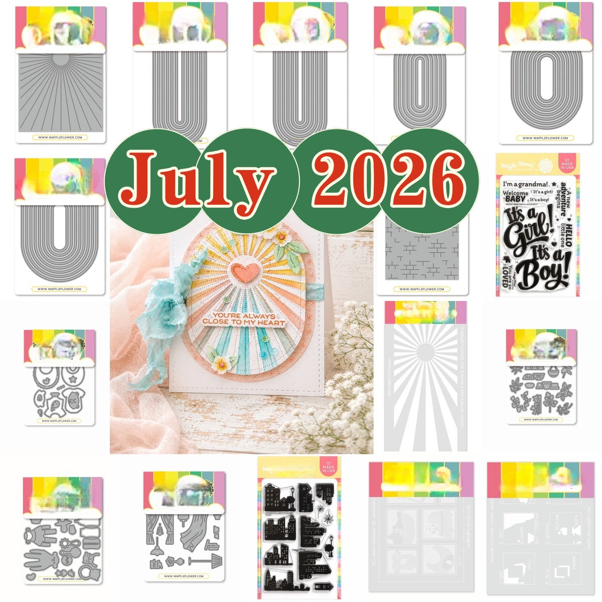 Baby Clothing Bag - 2026年7月 ウィンドウズポストコラージュ 長方形オーバル ベビーメタルカッティングダイ クリアスタンプ ステンシル