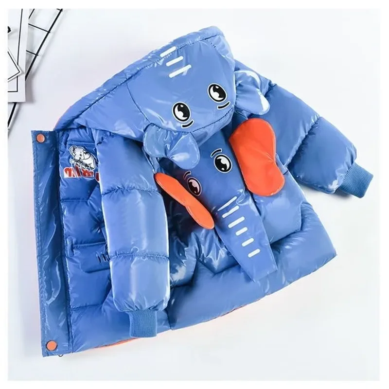 Baby Clothing Elephant - 男の子用の漫画の絵が描かれた3Dベビーエレファント,厚くて暖かいジャケット,子供服,洗濯なし,3〜10歳,冬,2024