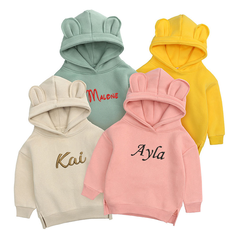 Baby Clothing Jumpers - 子供のための刺繍されたクマのフーディ,パーソナライズされた名前のスウェットシャツ,ユニセックスの子供服,ベビーファッション,ギフト