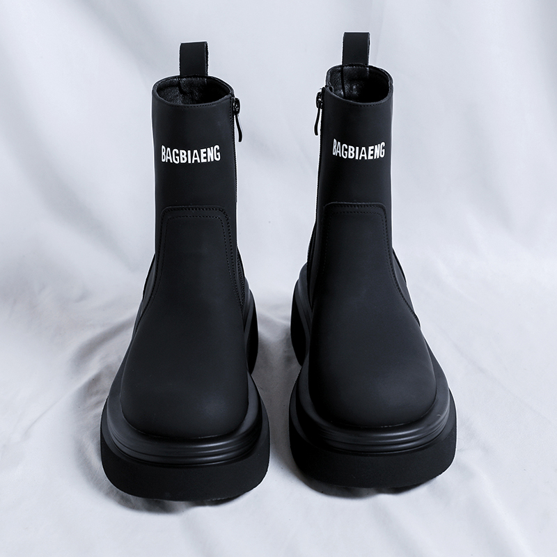 Soft Sole Booties - 厚底レターメンズチェルシーブーツ滑り止めソフト快適ハイブーツバイクブーツ