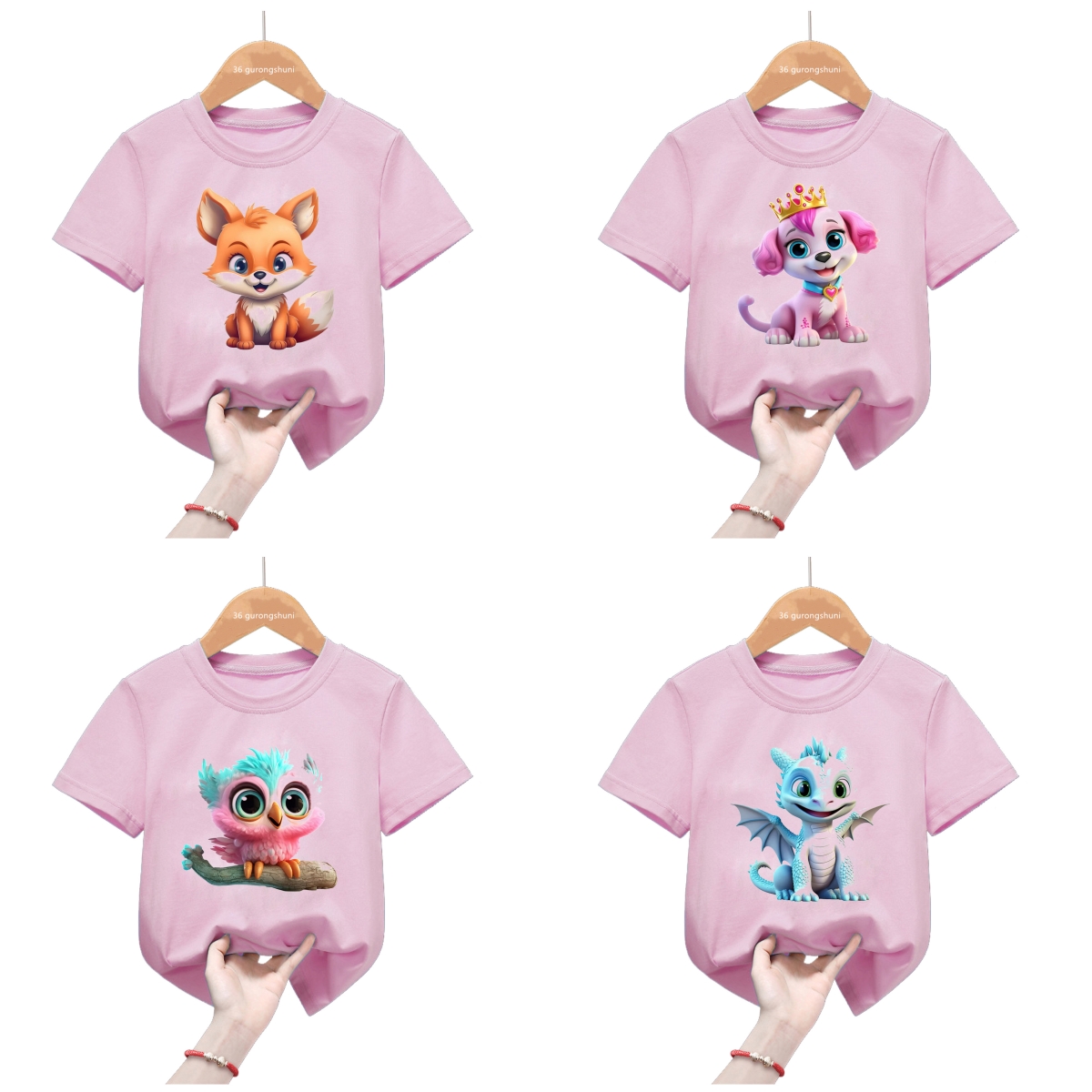 Baby Clothing Elephant - 子供のためのカワイイ半袖Tシャツ,漫画の動物のトップス,小さな象,ドラゴン,犬,キツネ,フクロウ,カワイイ服