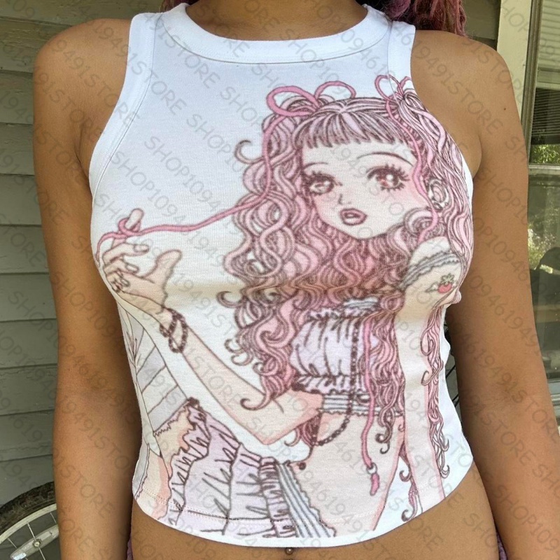 Baby Y2K Clothing - トップス 女性用 タンクトップ＆キャミソール トップス プリント クロップトップ