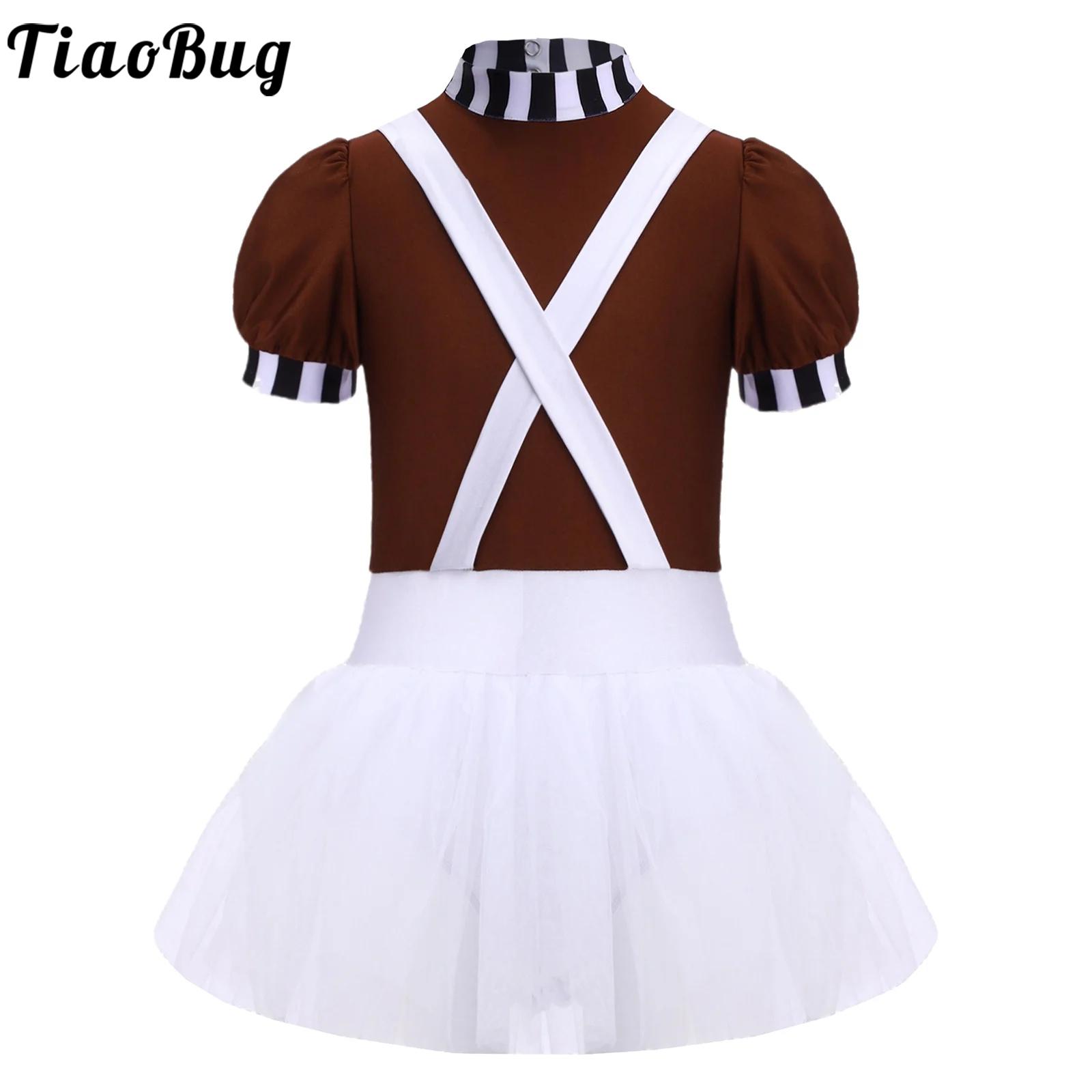 Baby Clothing Factory - キッズガールズハロウィンチョコレート工場労働者コスチュームテーマパーティー映画キャラクターコスプレドレスアップ半袖チュチュレオタード