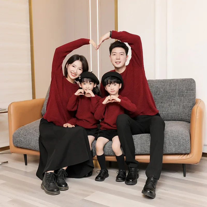 Baby Clothing Jumpers - 親子ニットジャンパー家族セータートップス父母と息子娘お揃い服ママパパとベビー服