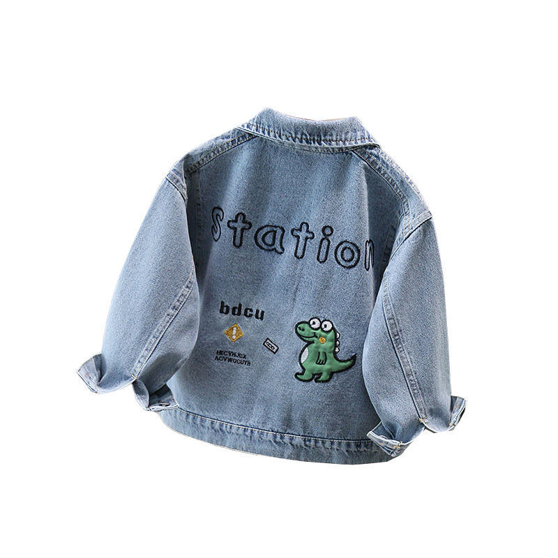 Baby Clothing For Boys - かわいいスタイルベビー子供デニムジャケット恐竜子供のための少年少女カジュアルジーンズコート素敵な赤ちゃん恐竜衣装服 2-11 T