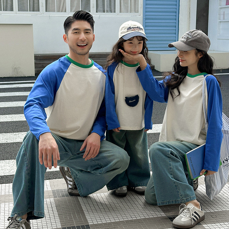 Baby Clothing Korea - 綿 Tシャツ家族マッチングおかしい長袖テスお父さんお母さんと息子娘ベビートップス服親子韓国服