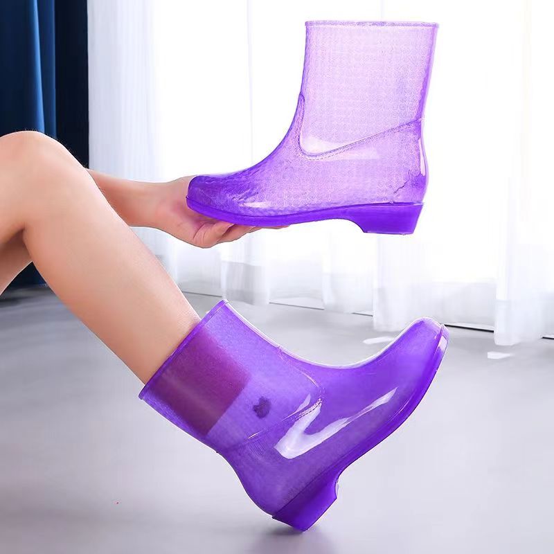 Soft Sole Booties - 女性用透明ソフトソールレインシューズ,滑り止め,リネン,ゼリー,ウォータープルーフ,4シーズン,新品