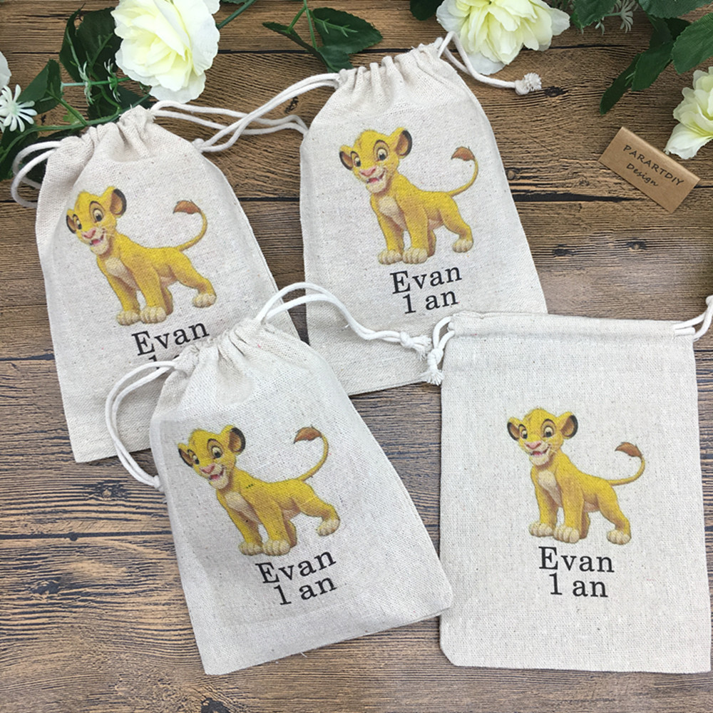 Baby Clothing Bag - ライオンの誕生日プレゼント用のパーソナライズされたバッグ,赤ちゃんのギフト用の空のありがとうバッグ,洗礼用のユニークなギフト,20ユニット