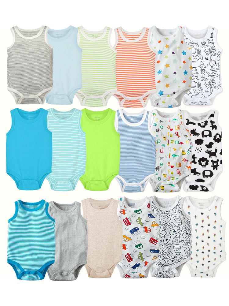 Baby Clothing For Boys - 新生児用コットンジャンプスーツ、男の子と女の子のための快適でカジュアルな服、ノースリーブの三角形、子供用アクセサリー、5個