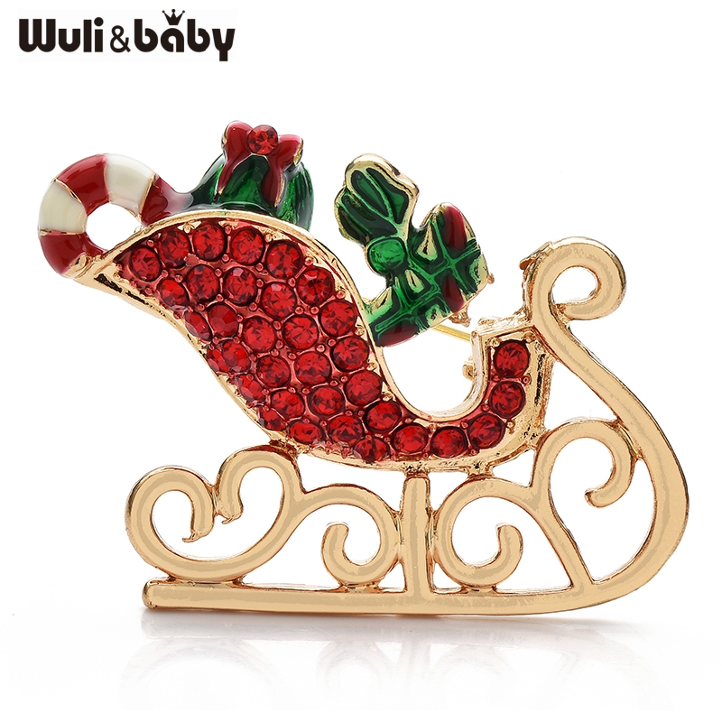 Baby Clothing Bag - Wuli&baby ラインストーンそりブローチかわいいクリスマス新年ブローチ女性のための服バックパックピンバッジギフト