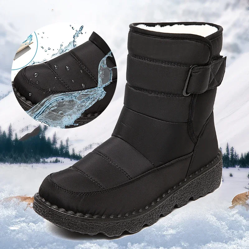 Soft Sole Booties - 2025年防水スノーブーツ レディース 快適プラッシュ裏地付き 滑り止めウィンターブーツ 女性用 プラスサイズ44
