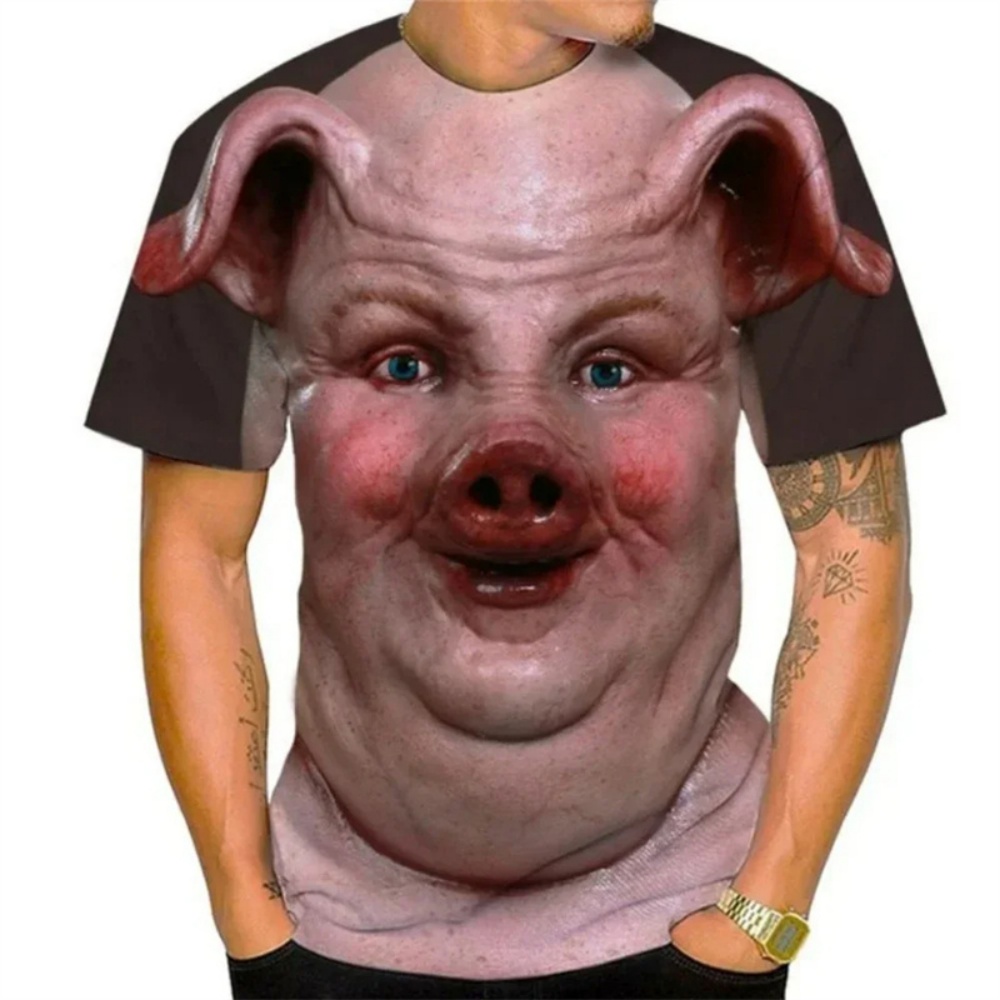 Baby Y2K Clothing - 夏の男性 Tシャツ夏 3D プリント新しい女性 Tシャツ面白い豚ベビー服衣類動物 Tシャツ