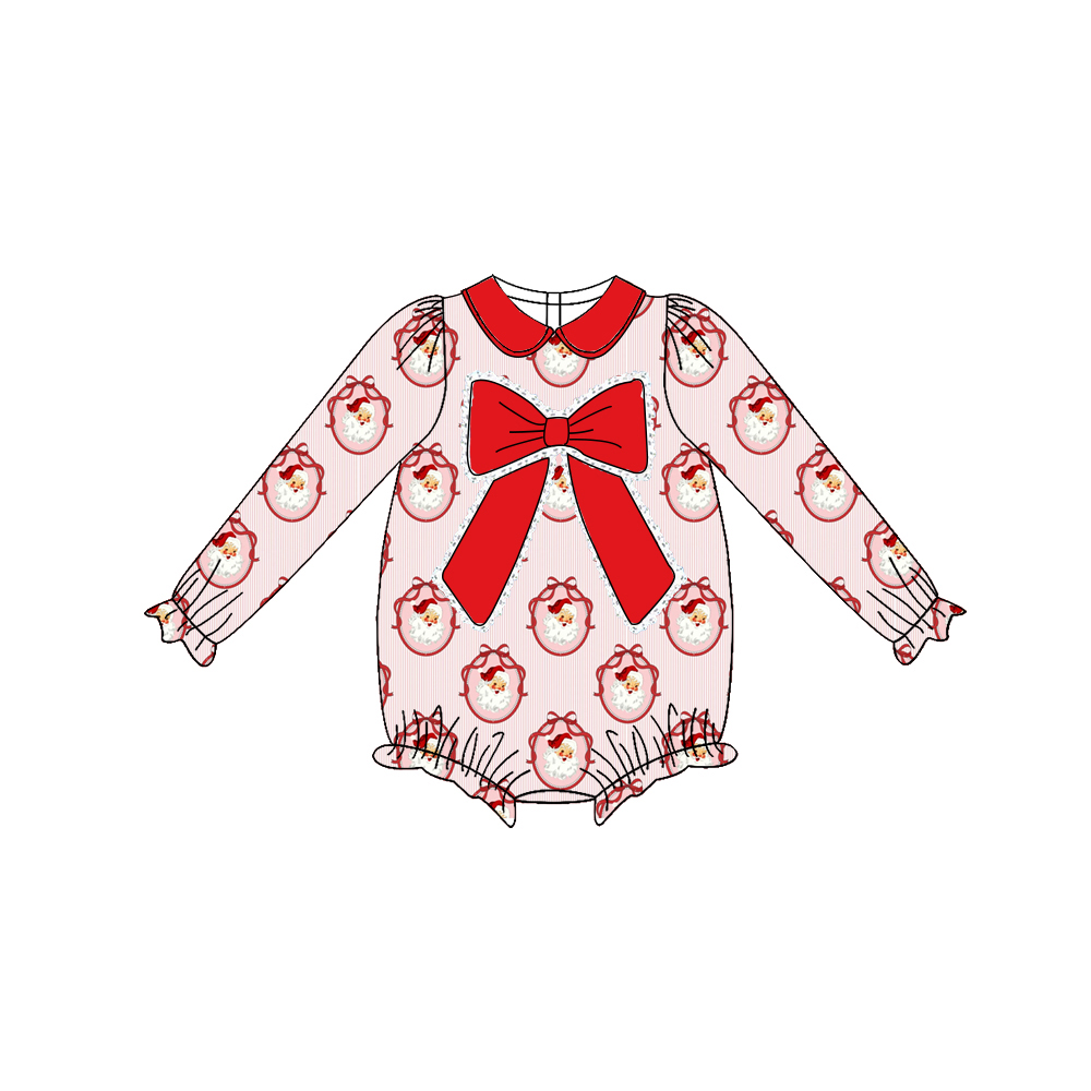 Baby Clothing Wholesale - 卸売ベビーバブル服新生児レース大きなリボンクリスマス服ベビーサンタクロースロンパース