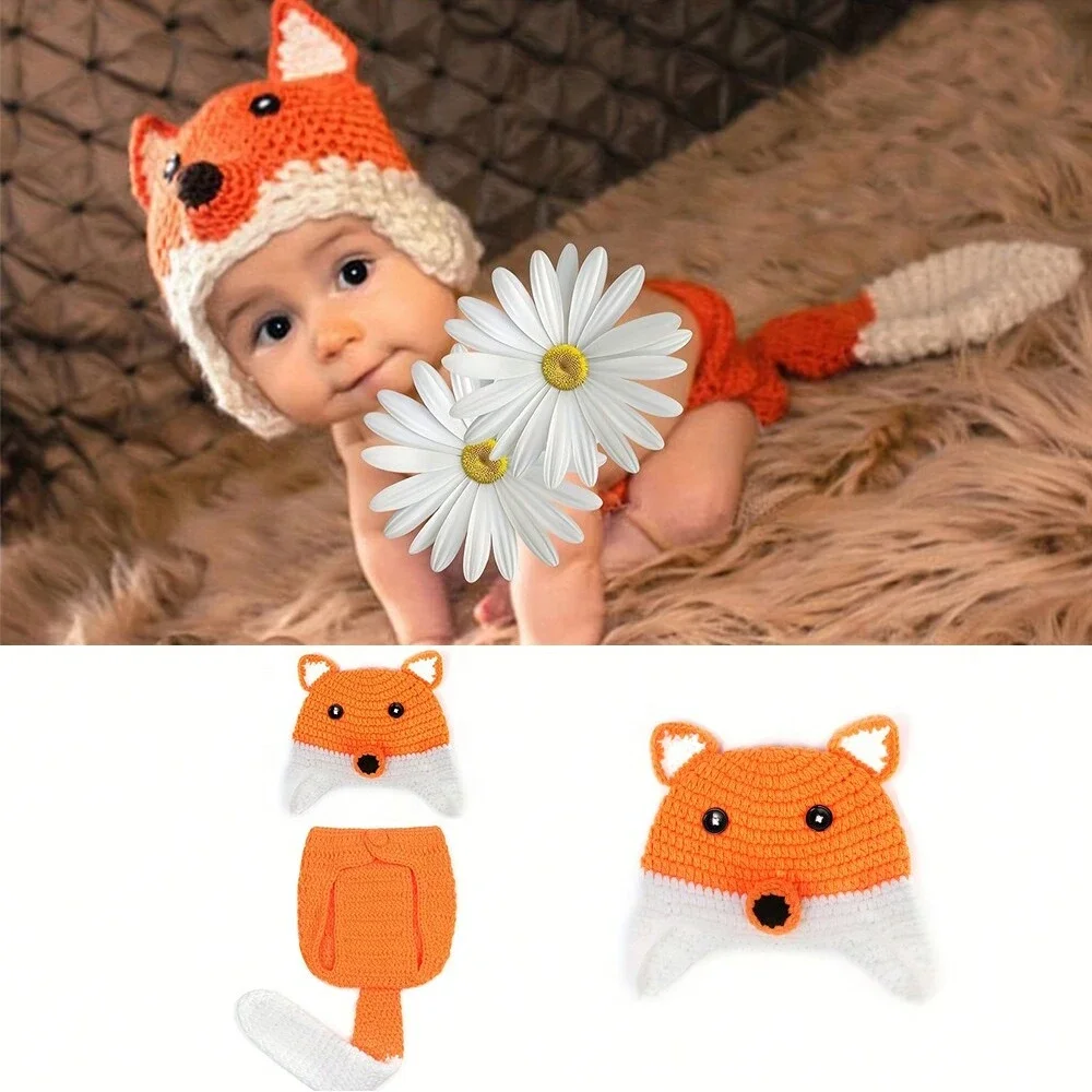 Baby Clothing On Sale - 新生児用のかぎ針編みのキツネのコスチューム,写真のアクセサリー,手作りの写真の衣装,ベビーセッションウェア