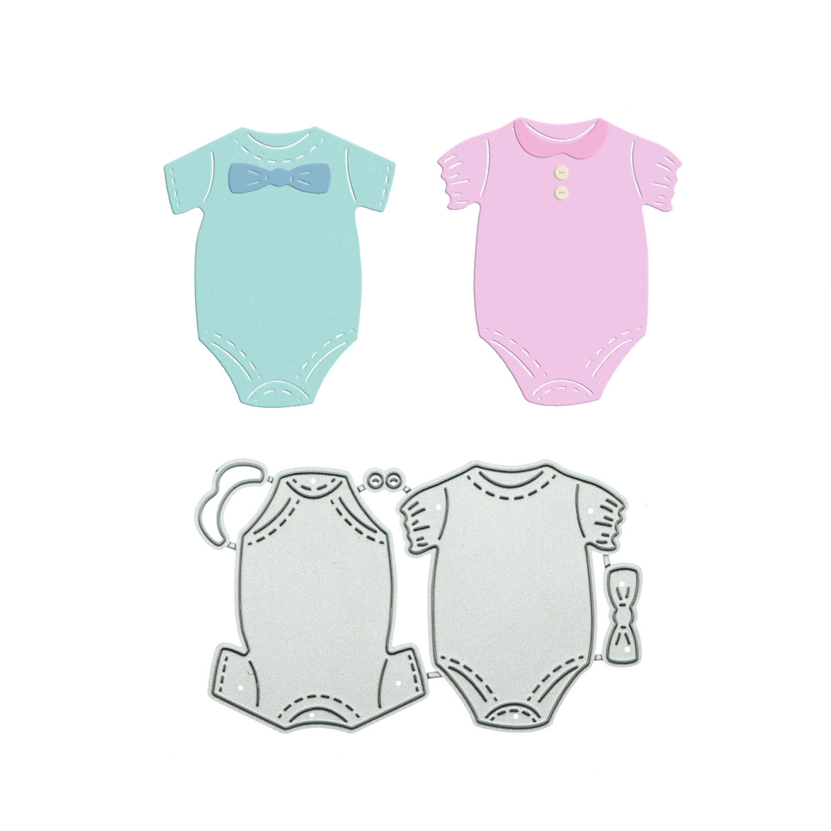 Baby Clothing Patterns - 金属切削ダイス衣類ベビーロンパースパターンスクラップブッキング用手作りお祝いカードクラフト装飾パンチステンシル