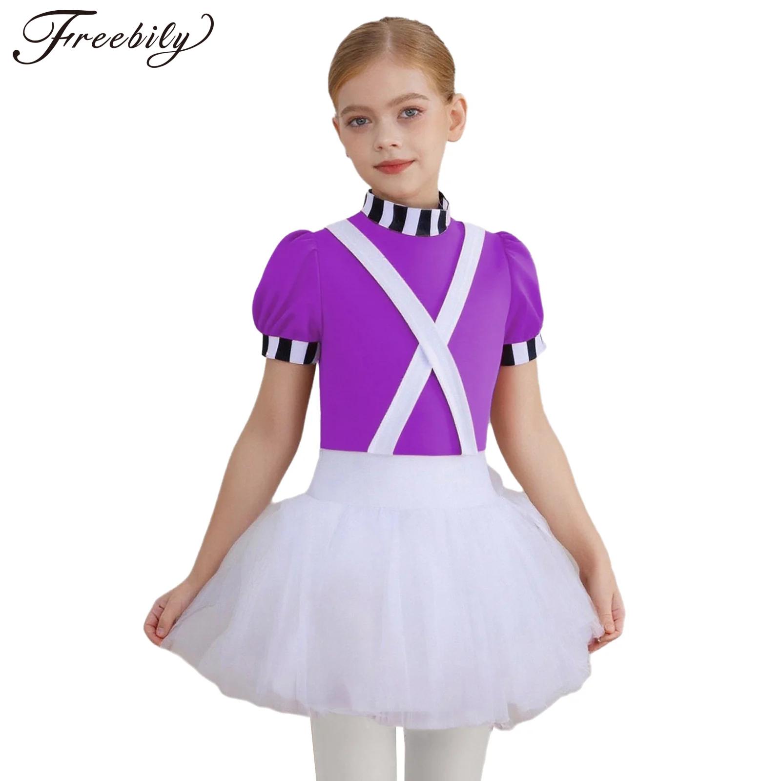 Baby Clothing Factory - 子供女の子チョコレート工場労働者コスチュームハロウィンテーマパーティー映画キャラクターコスプレドレス半袖チュチュレオタード