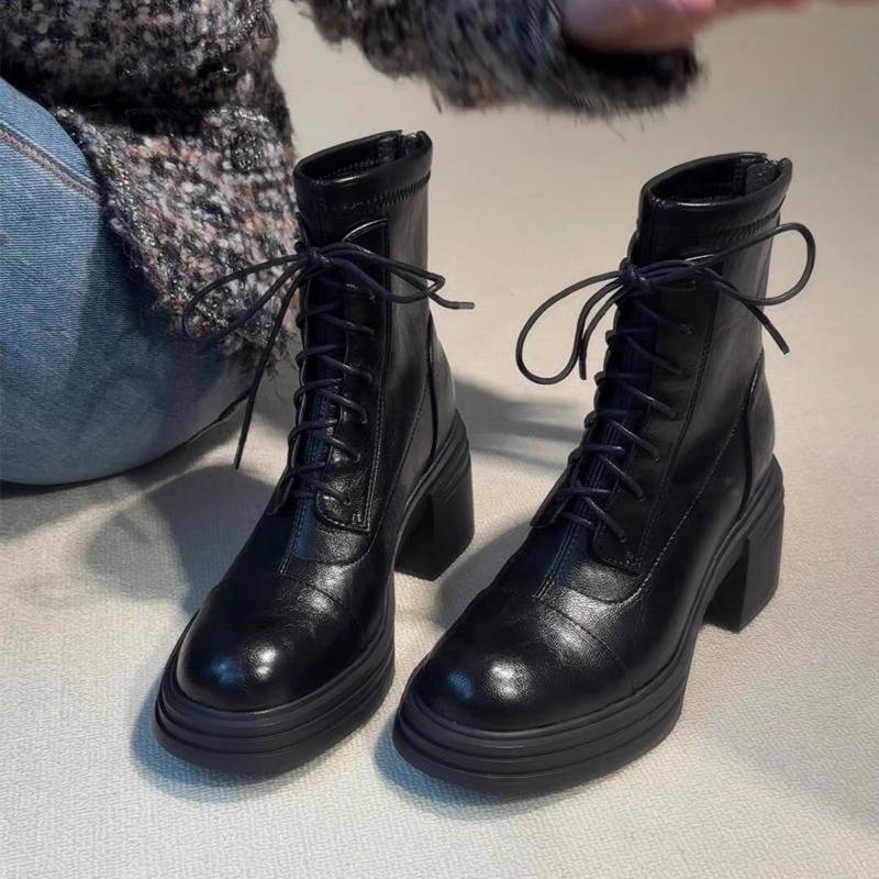 Soft Sole Booties - レースアップブーツ レディース 新しいラウンドトゥ ソフトレザー ソフトソール 滑り止め
