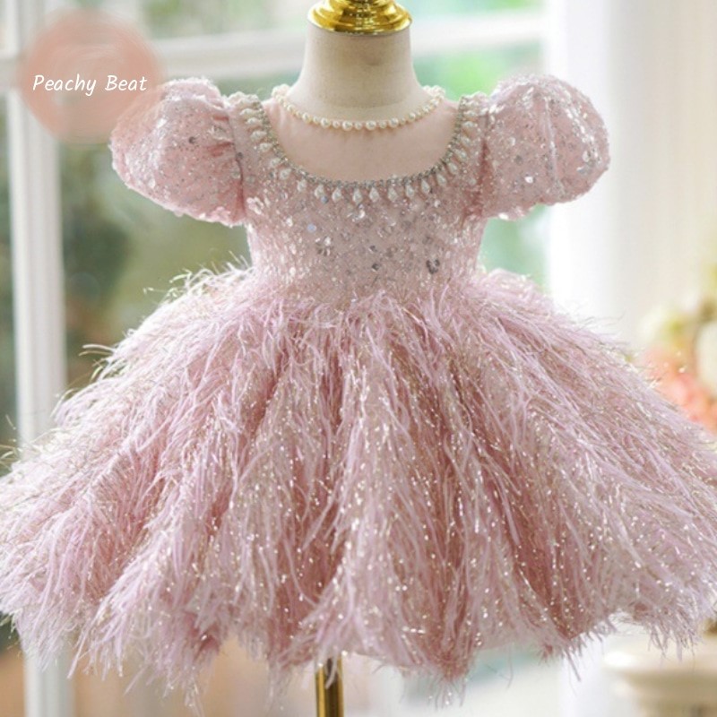 女の赤ちゃんのためのスパンコールフェザードレス,ふくらんでい - Baby Clothing On Sale のレビューと価格