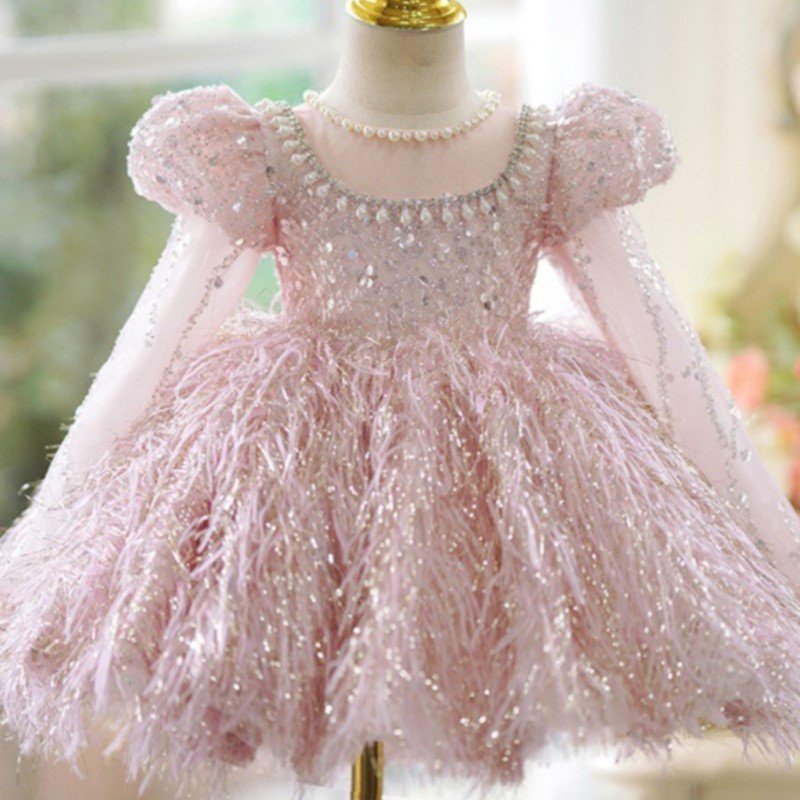 女の赤ちゃんのためのスパンコールフェザードレス,ふくらんでい - Baby Clothing On Sale のレビューと価格