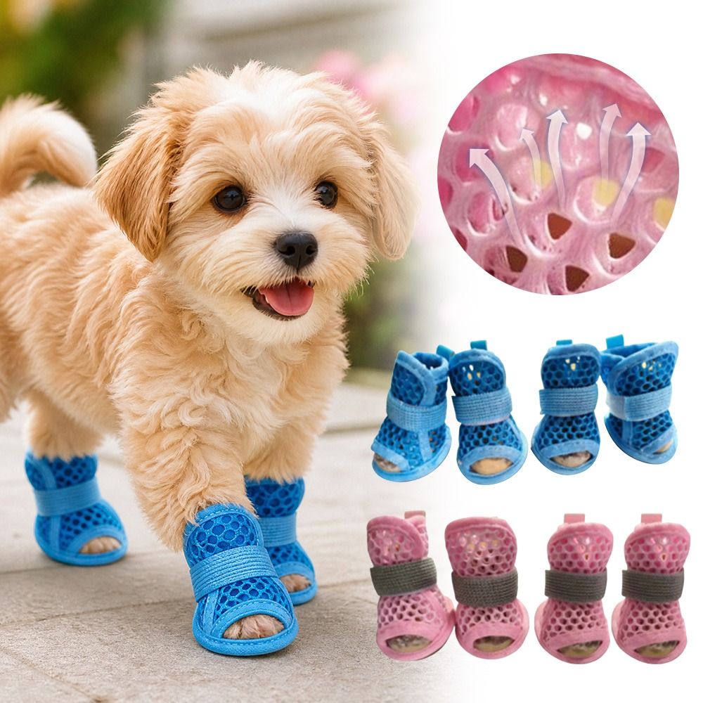 4 個ポータブルメッシュ犬用シューズソフトソール滑り止め冷却 - Soft Sole Booties のレビューと価格