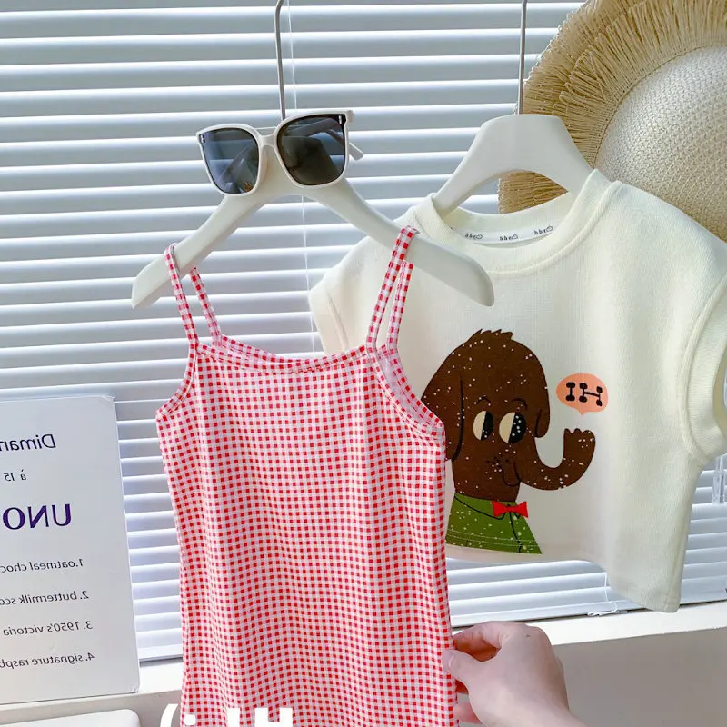 2025年夏新作 ベビーガールズスーツ 漫画可愛いゾウベスト - Baby Clothing Elephant のレビューと価格
