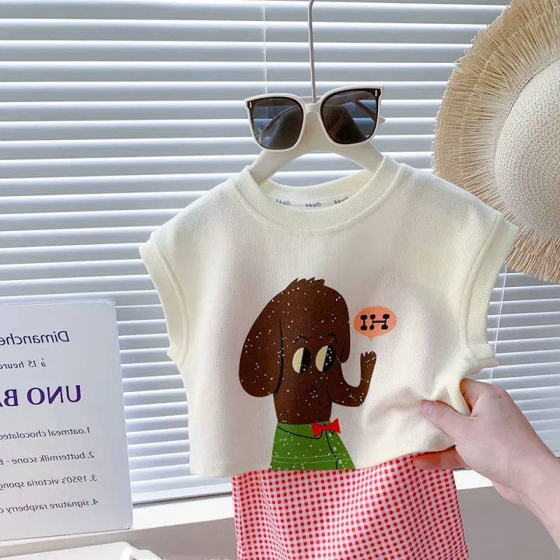 2025年夏新作 ベビーガールズスーツ 漫画可愛いゾウベスト - Baby Clothing Elephant のレビューと価格