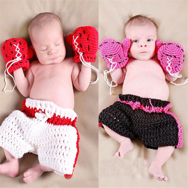 手作りかぎ針編み新生児男の子写真撮影服ボクサーチャンピオンコ - Baby Clothing For Boys のレビューと価格
