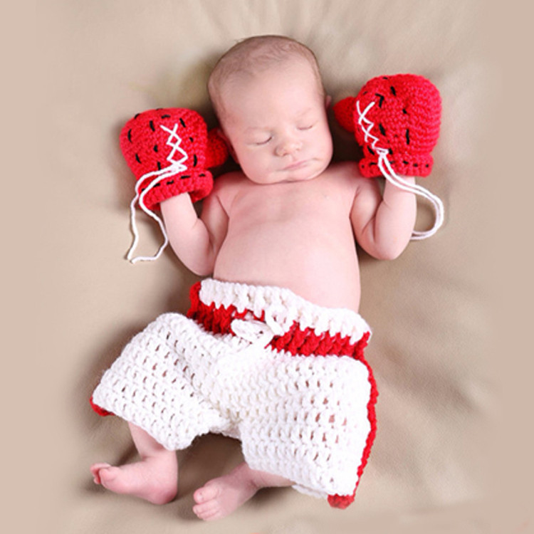 手作りかぎ針編み新生児男の子写真撮影服ボクサーチャンピオンコ - Baby Clothing For Boys のレビューと価格