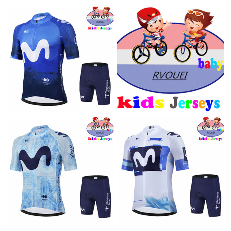 新しいモビスターチームベビー通気性子供サイクリングジャージセ - Baby Clothing Factory のレビューと価格