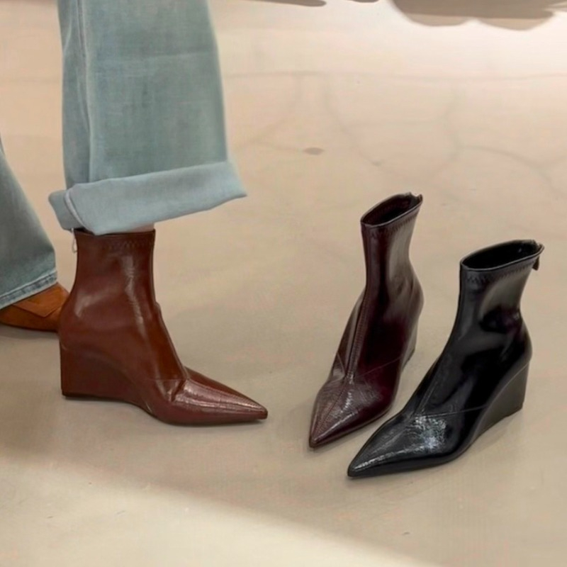 ウェッジヒールブーツ ファッション ポインテッドトゥ リアジ - Soft Sole Booties のレビューと価格