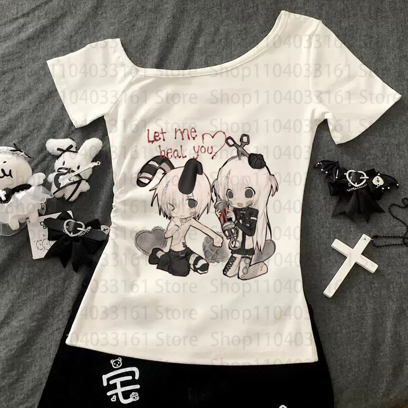 アニメガール Y2k Tシャツ ゴシックベビー Tシャツ Y - Baby Y2K Clothing のレビューと価格