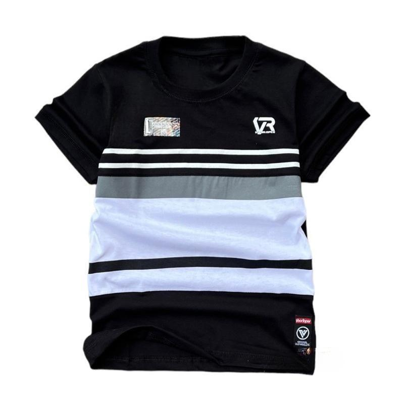 ファッションカラーブロックキッズボーイズTシャツティールブラ - Baby Clothing Logo のレビューと価格