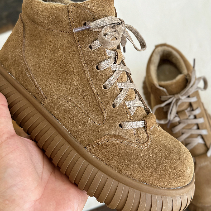 Careaymade-女性用のワイドヘッド本革ブーツ,厚いソ - Soft Sole Booties のレビューと価格