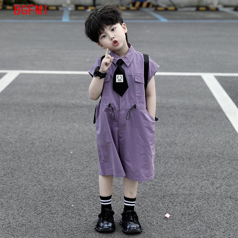 キッズサマーショーツオーバーオールカプリボーイズパープルパン - Baby Clothing For Boys のレビューと価格