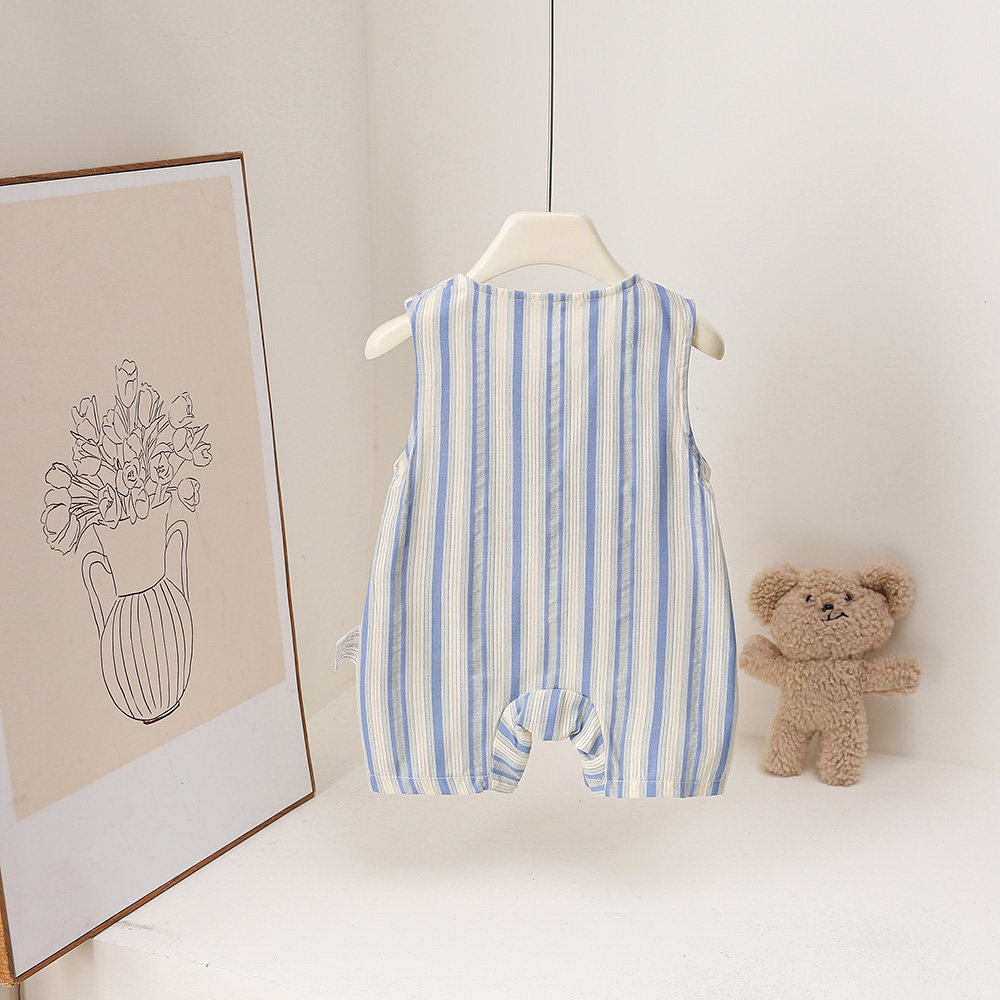 夏用ノースリーブベビーロンパース 可愛い3D象柄ストライプ幼 - Baby Clothing Elephant のレビューと価格