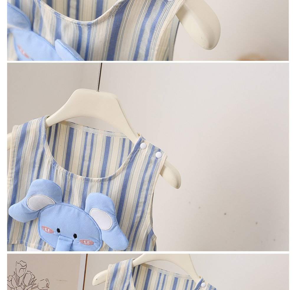 夏用ノースリーブベビーロンパース 可愛い3D象柄ストライプ幼 - Baby Clothing Elephant のレビューと価格