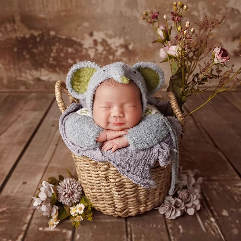 新生児写真撮影小道具かわいい象の背景衣類セットギリシャウール - Baby Clothing Elephant のレビューと価格