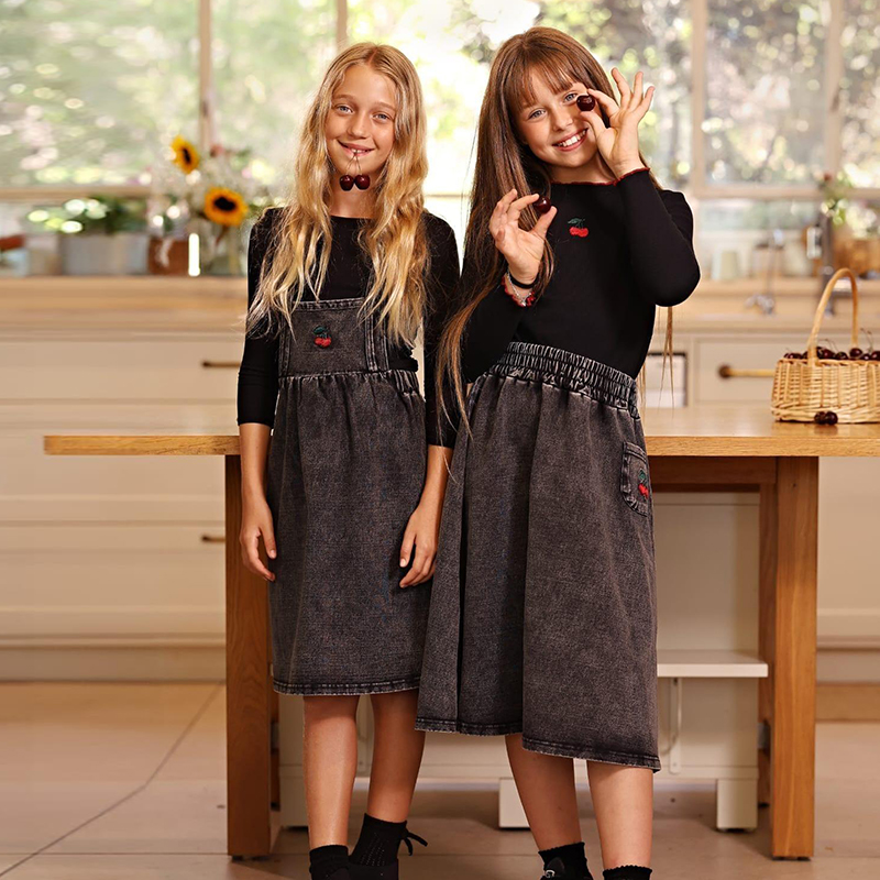 デニムブラックファミリーお揃いセット長袖子供服 - 女の子用 - Baby Clothing Logo のレビューと価格