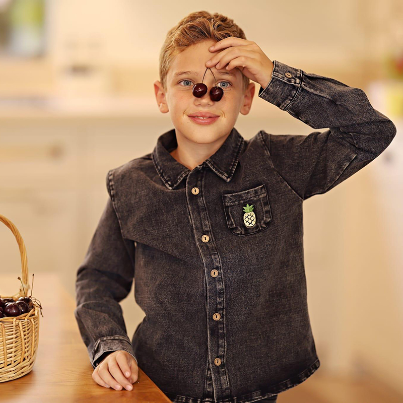 デニムブラックファミリーお揃いセット長袖子供服 - 女の子用 - Baby Clothing Logo のレビューと価格