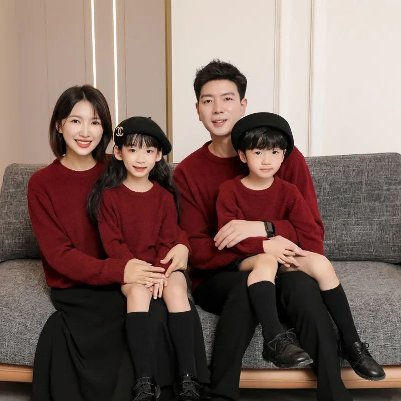親子ニットジャンパー家族セータートップス父母と息子娘お揃い服 - Baby Clothing Jumpers のレビューと価格