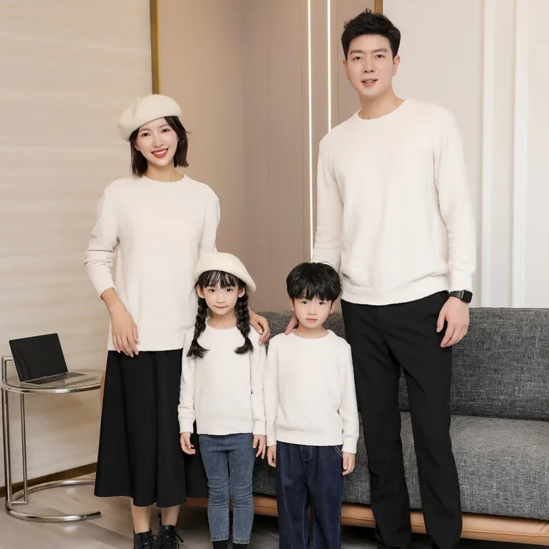 親子ニットジャンパー家族セータートップス父母と息子娘お揃い服 - Baby Clothing Jumpers のレビューと価格
