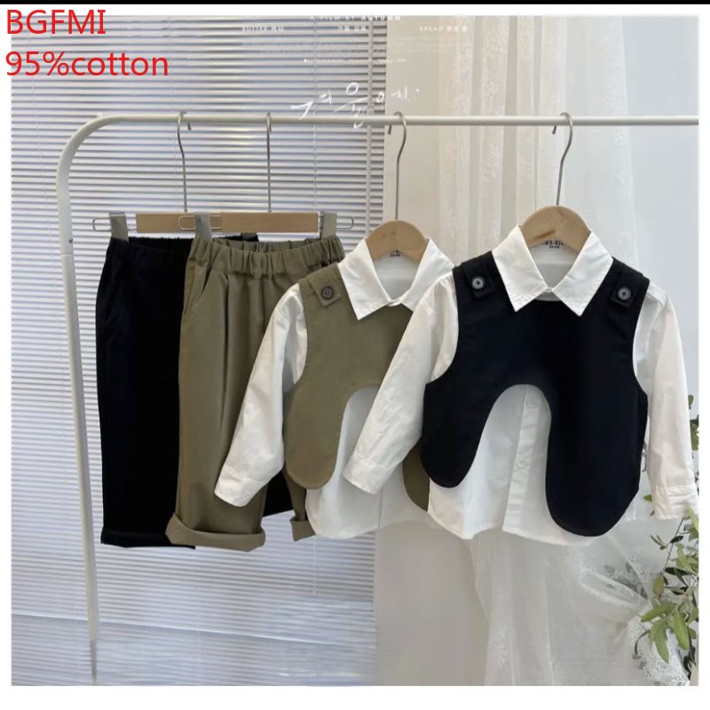 春の男の子用服セット 2026 カジュアルベスト+シャツ+パ - Baby Clothing Korea のレビューと価格