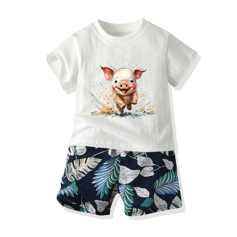 Kawaii豚と赤ちゃんのTシャツとバックパックのための牛の - Baby Clothing For Boys のレビューと価格
