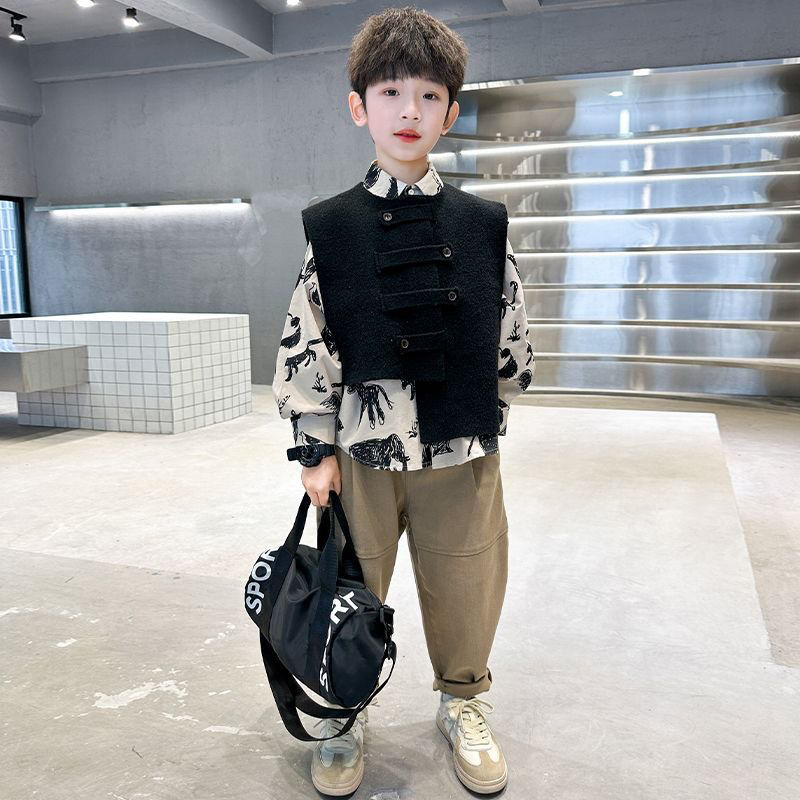3点セット 春秋 男の子服セット カジュアルベスト+シャツ+ - Baby Clothing Korea のレビューと価格