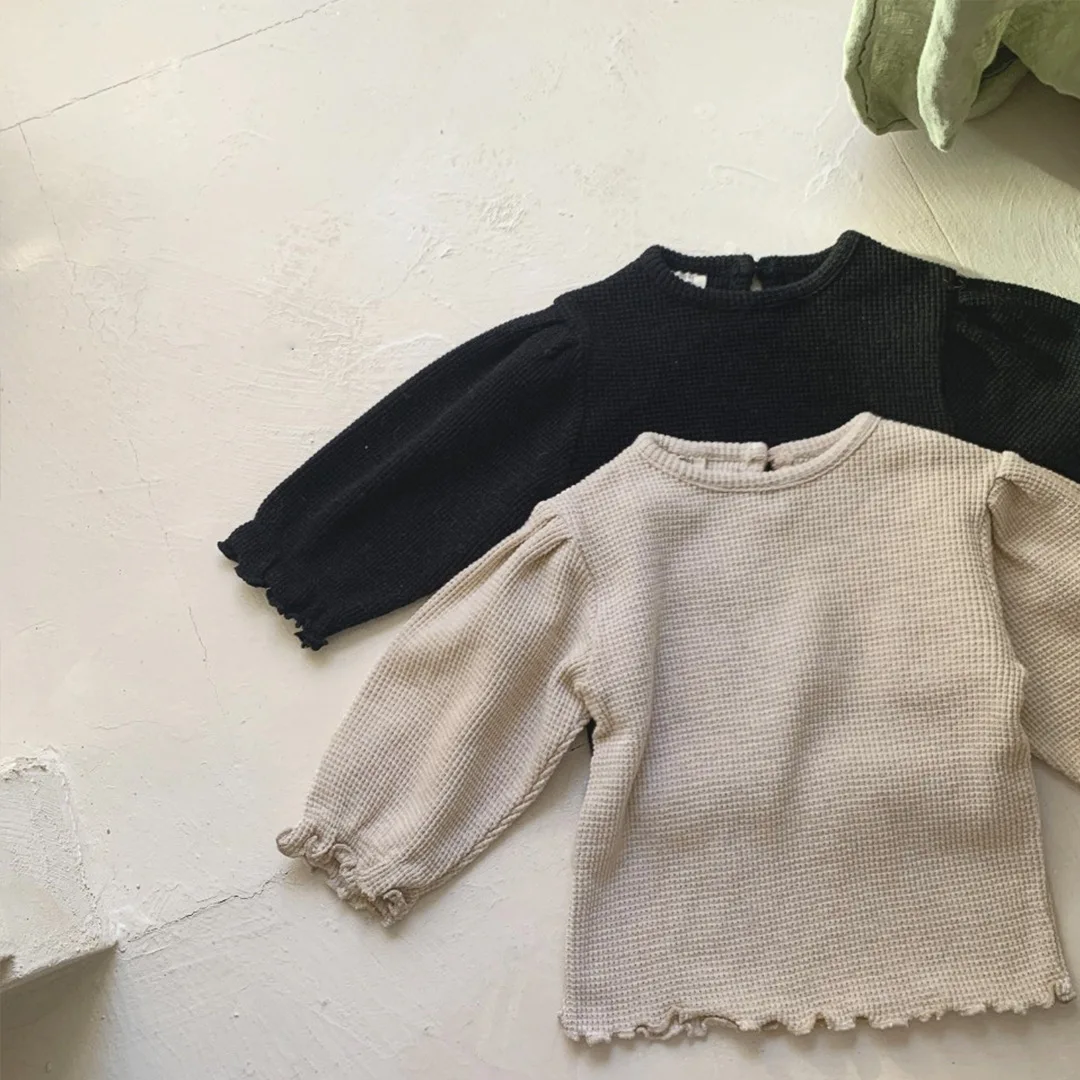 2025年秋 韓国風 ワッフル生地 女の子用スーツ 長袖Tシ - Baby Clothing Korea のレビューと価格