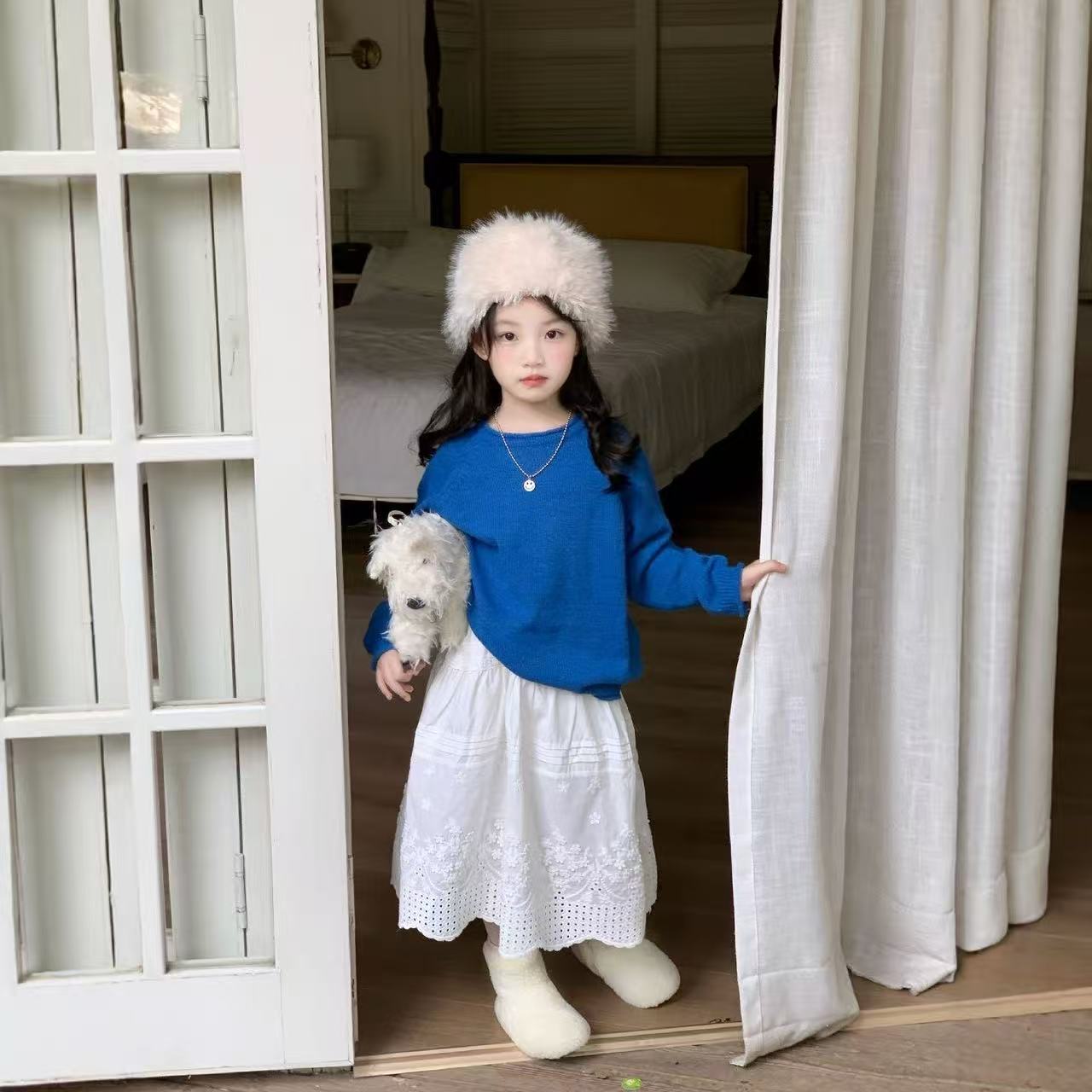 春秋の女の赤ちゃんニットセータールーズブループルオーバー幼児 - Baby Clothing Jumpers のレビューと価格