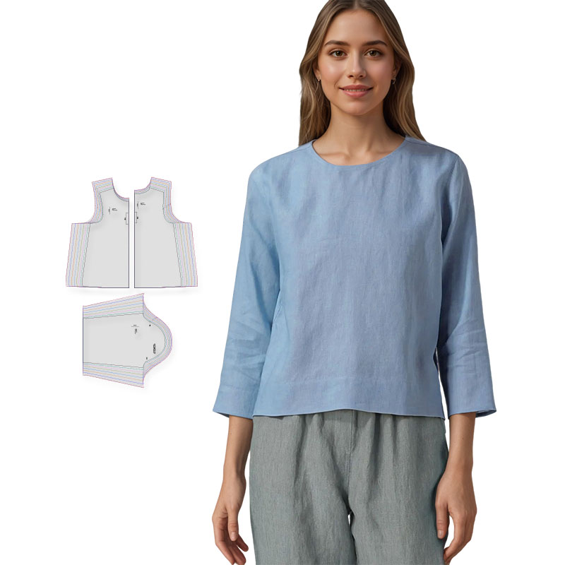 女性用リネンブラウスの縫製パターン（8サイズ：XS-4XL） - Baby Clothing Patterns のレビューと価格