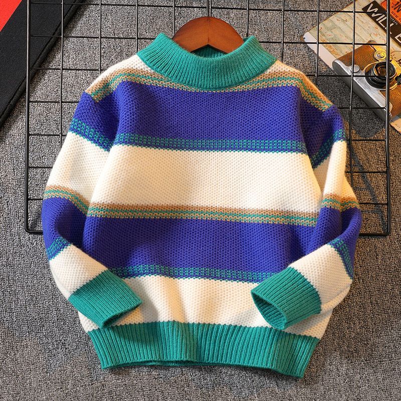 男の子ニットセーター新しい冬子供ストライプジャンパーキッズル - Baby Clothing Jumpers のレビューと価格